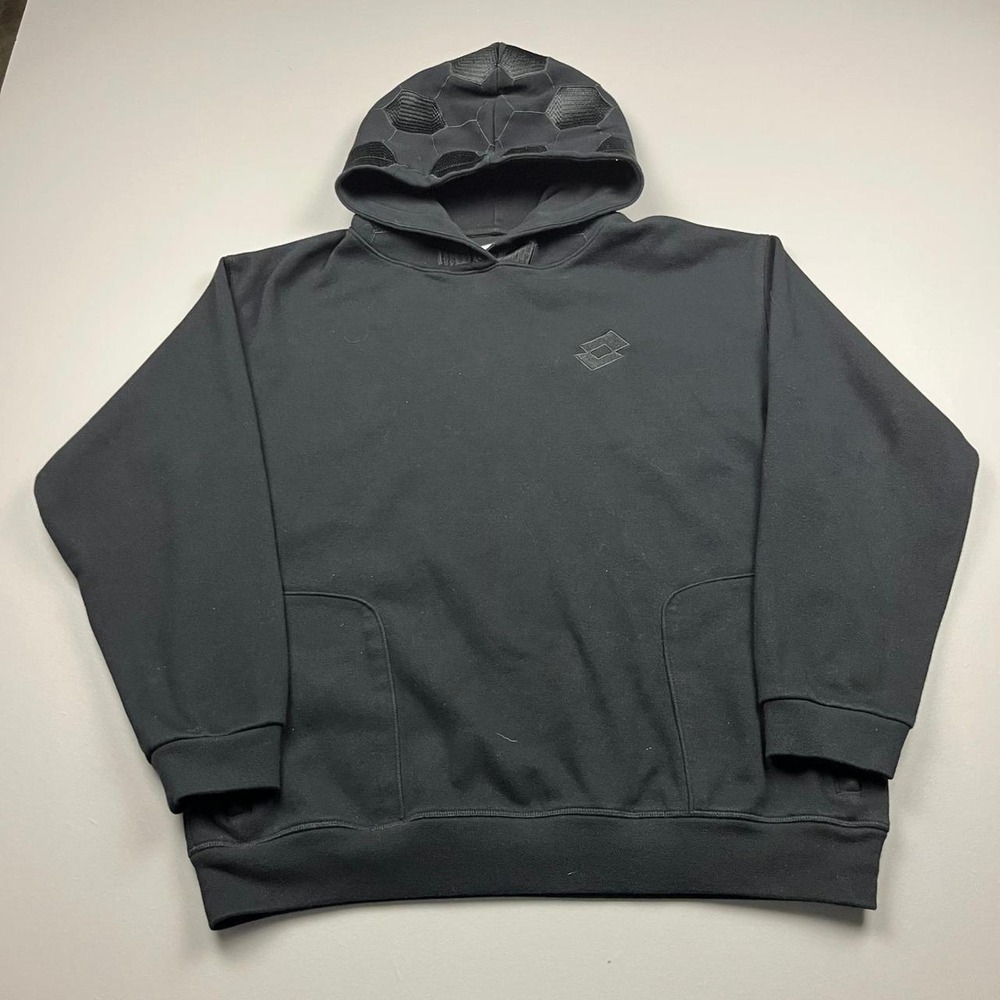 Lotto NYC Soccer Embroidery Hoodie Mens L Black Pullover Sweatshirt Zip Pocket